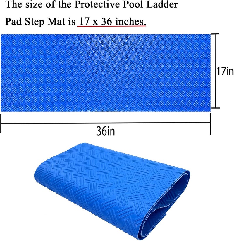 SKARUMMER Swimming Pool Ladder Mat - Protective Pool Ladder Pad Step Mat with Non-Slip Texture, Blue Medium Pool Step Mat, Pool Liner Protection Mat 36 inch X 17 inch - Image 2